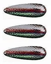 Fishing reel spool tension-Three Eppinger Dardevle Nickel Green/Red Fishing Spoon Lures 1 oz 3 5/8" 0-277