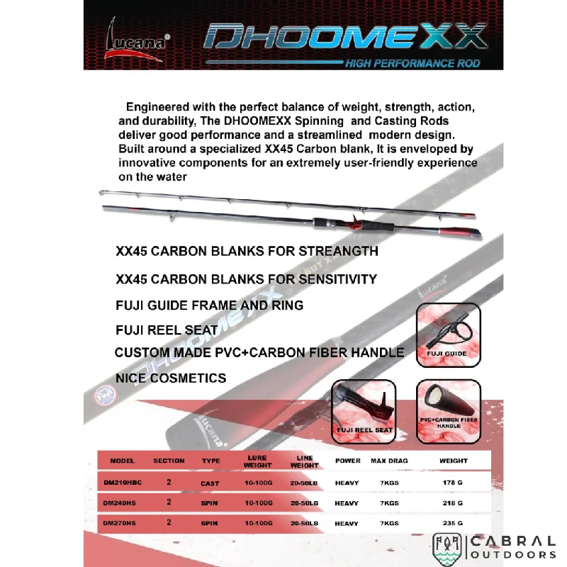 Fishing line high control-Lucana Dhoomexx Carbon Technology  7ft-9ft Rod