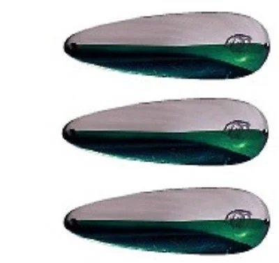 Fishing bait drying bag-Three Eppinger Huskie Junior Nickel/Green Fishing Spoon 2 oz 4 1/2" 7-30