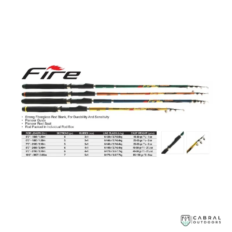 Fishing bait live mount-Pioneer Fire 7ft-10ft Telescopic Rod