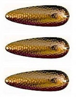 Fishing line knot enhancer-Three Eppinger Huskie Junior Nickel Red/Gold Fishing Spoons 2 oz 4 1/2" 7-278