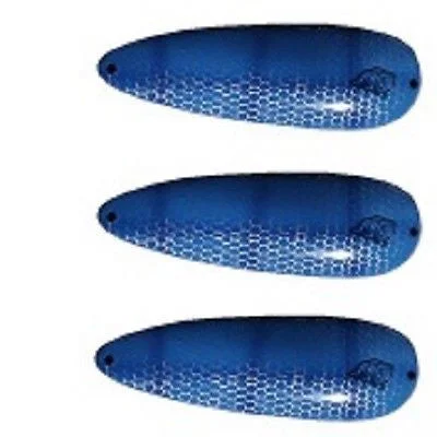 Fishing rod telescopic rack-Three Eppinger Huskie Junior Blue Herring Scale Fishing Spoons 2 oz 4 1/2" 7-32