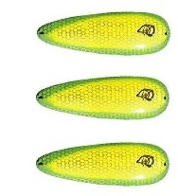 Fishing rod telescopic mount-Three Eppinger Seadevle Chartreuse Green Fishing Spoon Lures 3 oz  5 3/4" 60-72