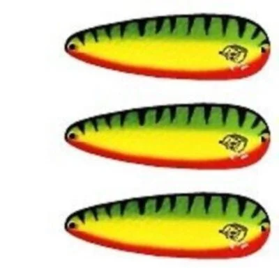 Fishing tackle carry tray-Three Eppinger Seadevlet Hot Mackerel Fishing Spoon Lures 1 1/2 oz  4" 61-389