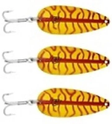 Fishing reel smooth grip-Three Eppinger Seadevle Yellow/Red Ladder Fishing Spoon Lures 3 oz  5 3/4" 60-57