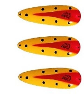 Fishing rod ice strap-Three Eppinger Seadevle Yellow/Black/Red Fishing Spoon Lures 3 oz  5 3/4" 60-56