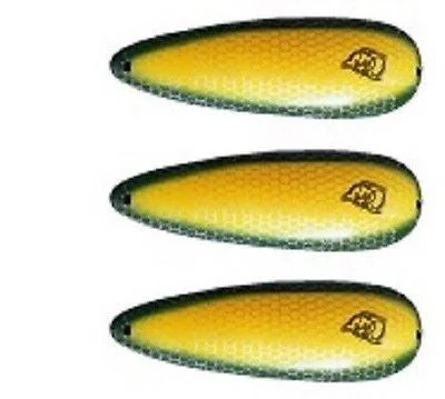 Fishing rod heavy mount-Three Eppinger Seadevle Yellow/Green Side Fishing Spoon Lures 3 oz  5 3/4" 60-48