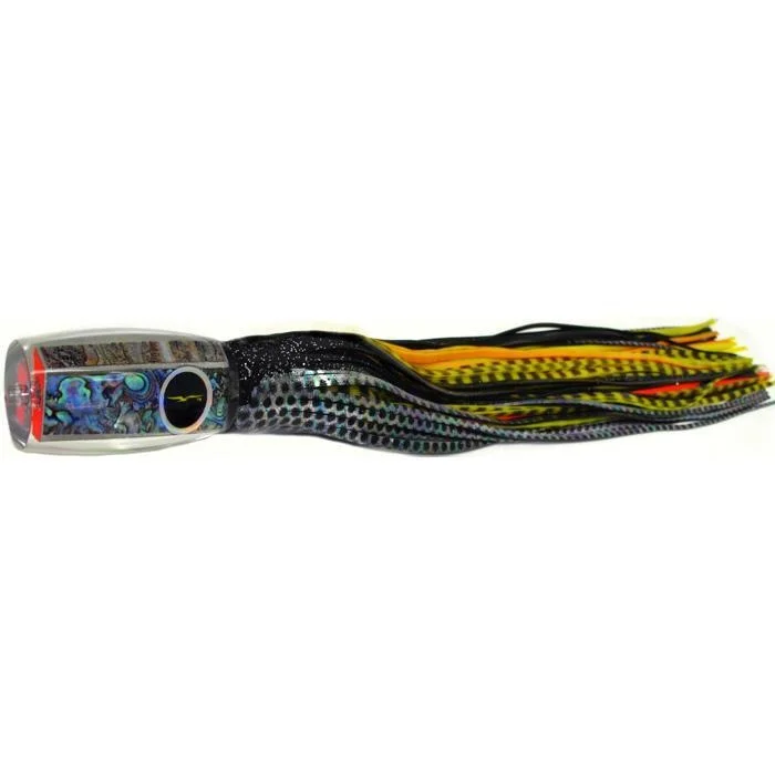 Fishing bait scent holder-Black Bart 1656 Flat Nose Medium Heavy Tackle Lure - Black Dot/Yellow Tiger