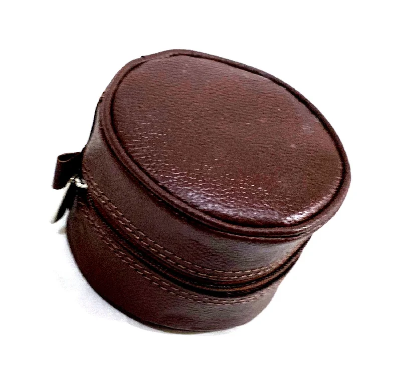 Fishing bait insulated jar-Bison Soft Leather Reel Case Brown - 2.5" X 4" - Medium