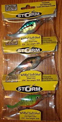 Fishing reel saltwater combo-3 Storm Wildeye Soft Shad Lures 2 3/4 Inch Holographic Fishing