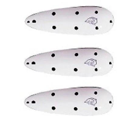 Fishing line spool grip-Three Eppinger Seadevle White/Black Dots Fishing Spoon Lures 3 oz  5 3/4" 60-55