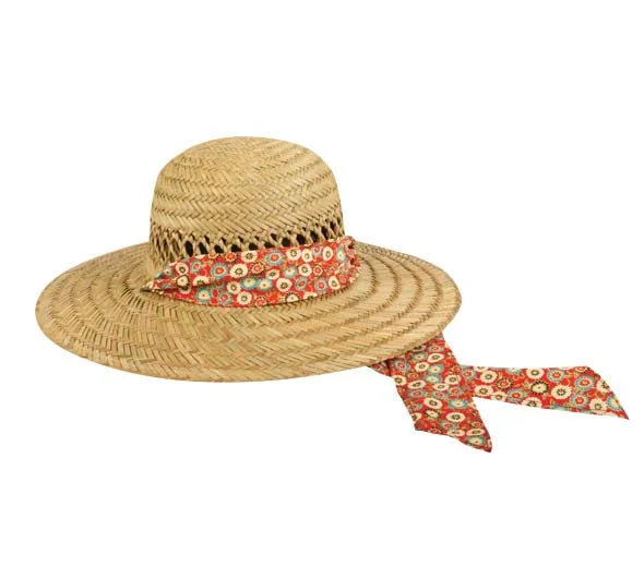 Fishing hook glow tip-Outdoor Cap Ladies Straw Hat - Natural Red Band