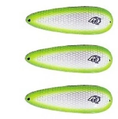 Fishing tackle utility box-Three Eppinger Seadevle White/Green Sides Fishing Spoon Lures 3 oz  5 3/4" 60-75