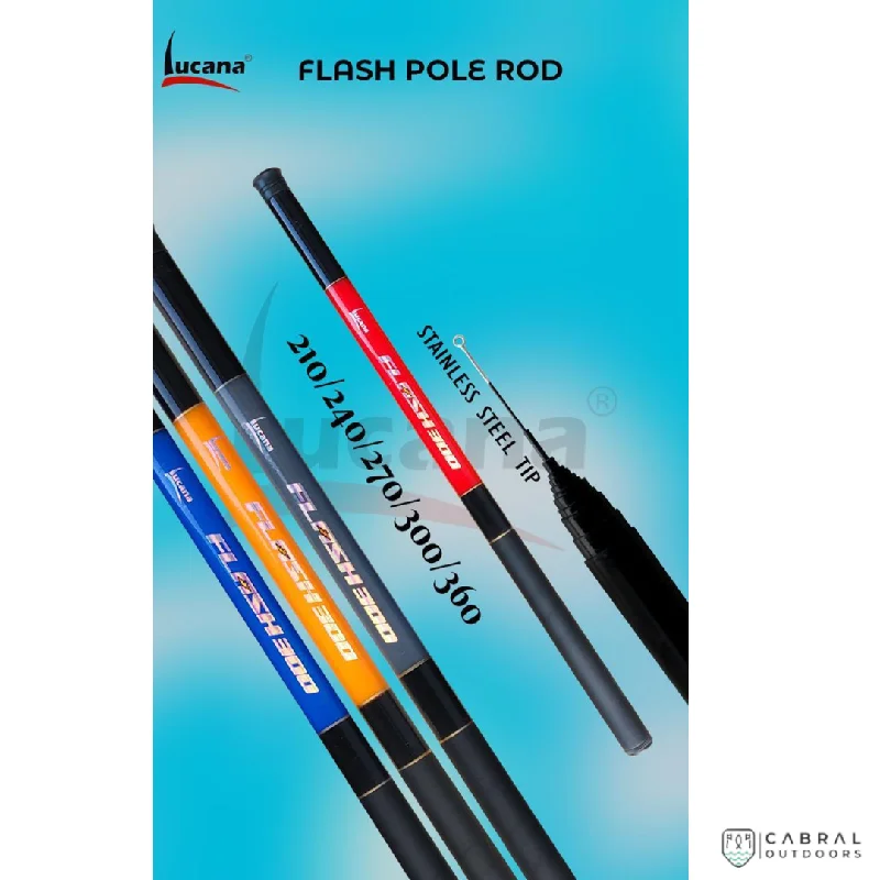 Fishing line cast stability-Lucana Flash Fibre Glass Pole Rod | 7ft-12ft