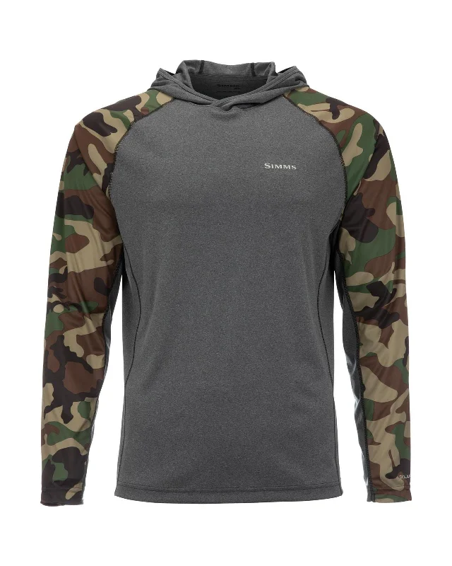 Fishing hook saltwater ready-Simms Solarflex Hoody Woodland Camo/Carbon Heather