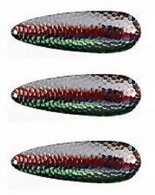 Fishing rod telescopic mount-Three Eppinger Huskie Junior Nickel Green/Red Fishing Spoons 2 oz 4 1/2" 7-277