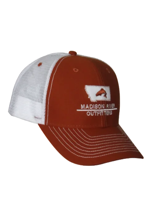 Fishing reel lightweight gear-MRO Logo Wear MT Fish Patch Trucker Hat - Vintage Rust