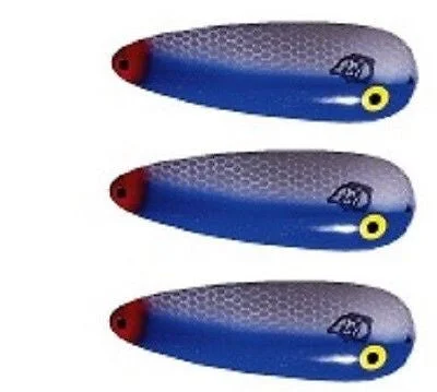 Ice fishing rod holder-Three Eppinger Seadevle Finnish Blue Fishing Spoon Lures 3 oz  5 3/4" 60-61