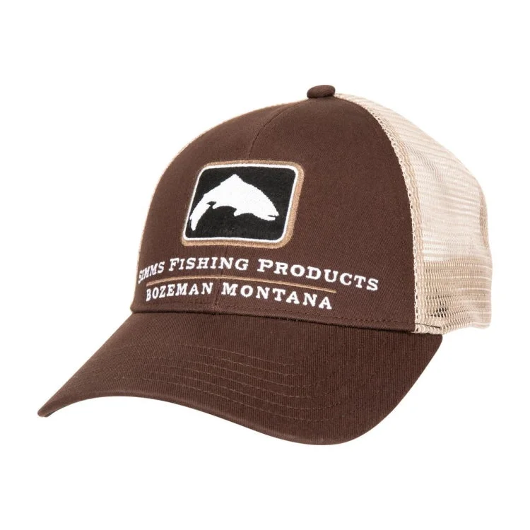 Fishing reel quick spool-Simms Trout Icon Trucker Cap - Mahogany