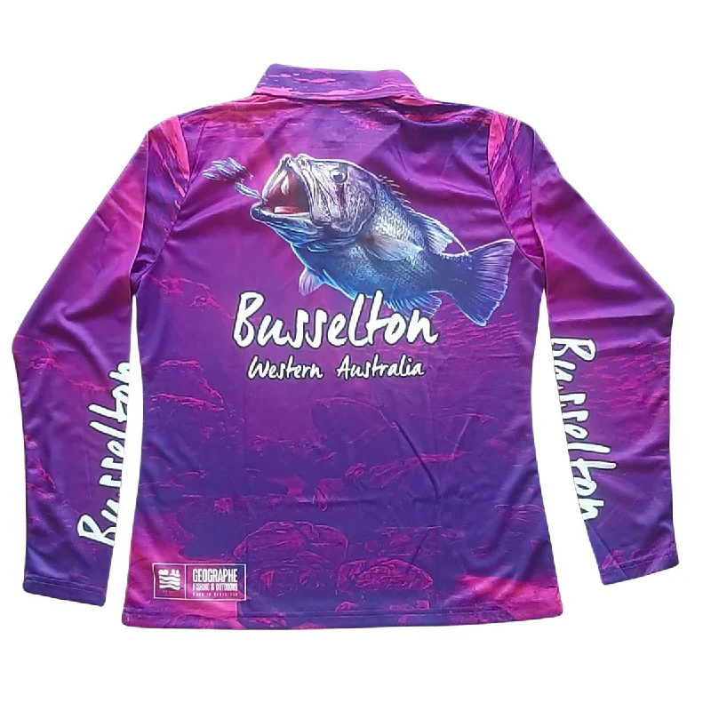 Fishing tackle padded pouch-Geographe Busselton Dhufish Shirt Purple Ladies