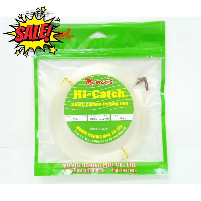 Fishing line low profile-Momoi Hi-Catch Fluoro Carbon Leader 20mtr | 30lb-150lb | 0.52mm-1.28mm | Clear