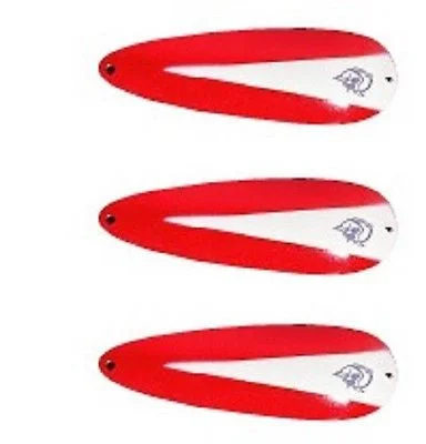 Fishing rod boat mount-Three Eppinger Huskie Junior Red/White Chunk Fishing Spoons 2 oz 4 1/2" 7-8