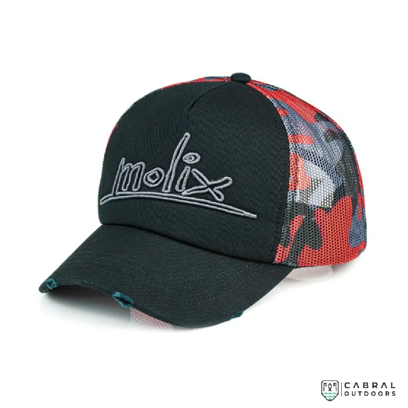 Fishing rod bank holder-Molix Destroyed 2.0 Hat | Color: Black/Red