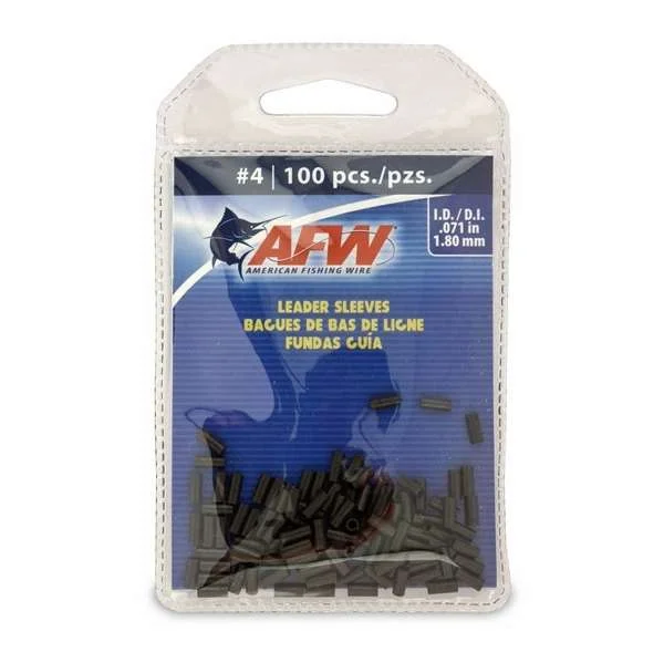 Fishing rod ice mount-American Fishing Wire #4 Single Barrel Sleeves Black 100pc - J04B-B