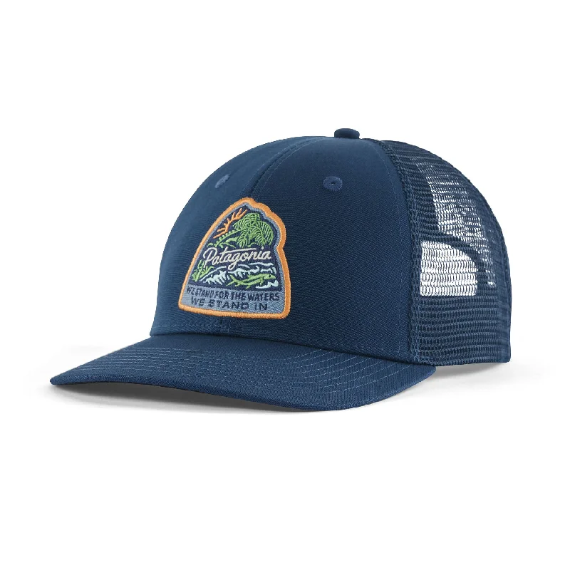 Fishing hook durable line-Patagonia Take a Stand Trucker Hat Bayou Badge: Tidepool Blue