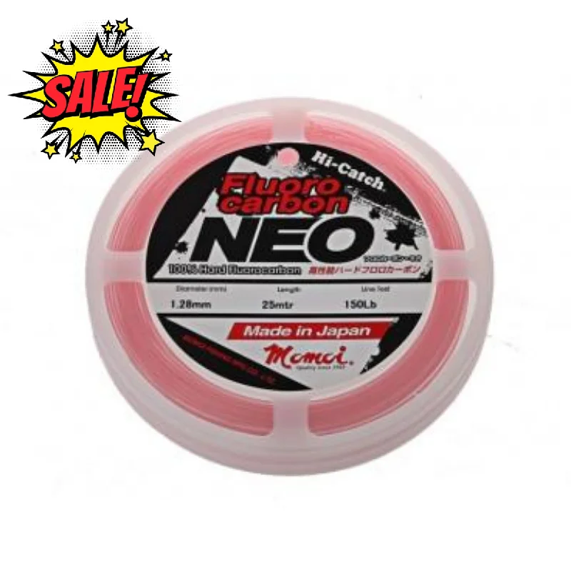 Fishing hook micro barbed-Momoi Hi-Catch Neo Fluoro Carbon Leader 20mtr | 40lb-80lb | 0.62mm-0.91mm | Pink