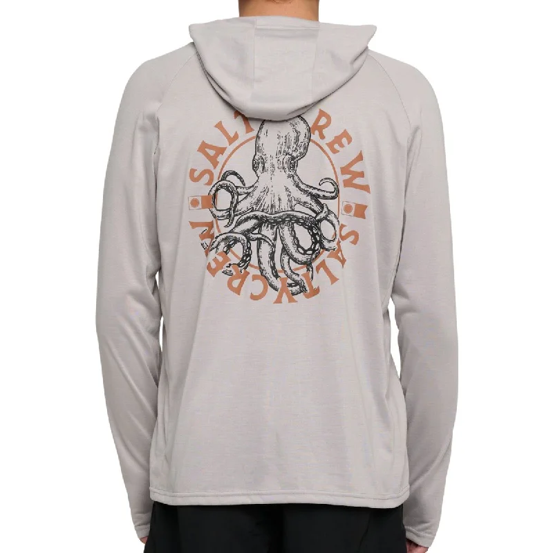 Fishing line wind resistant-Salty Crew Tentacles Hood Sunshirt Stone Grey