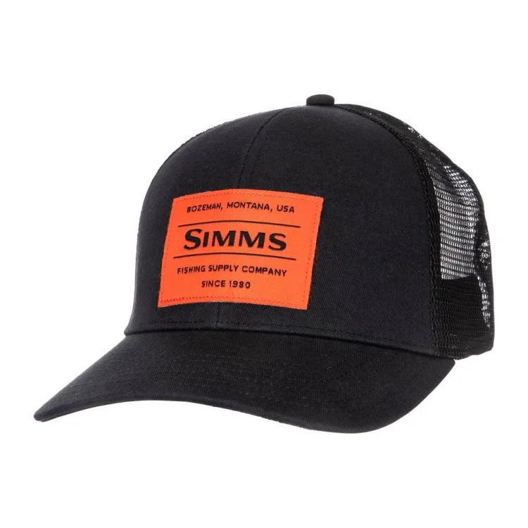 Fishing reel saltwater combo-Simms Original Patch Trucker Cap - Black