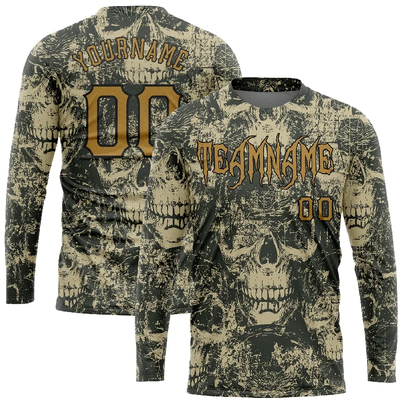 Fishing tackle padded case-Custom 3D Pattern Halloween Skulls Long Sleeve Performance T-Shirt