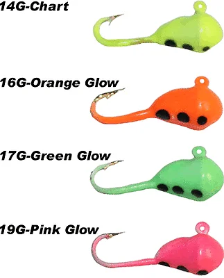 Fishing rod ice rack-Lava Hot Glow Larva Assort. Colors Fishing Size 10 (Four Jigs Included) 83-10