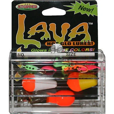 Fishing bait scent rack-Lava Mini Ice Fishing Kit 3KT-L 6 Jigs Two Floats Depth Finder FKW-3KT-L