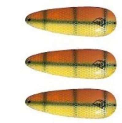 Fishing bait live strap-Three Eppinger Seadevle Orange/Green Perch Fishing Spoon Lure 3 oz  5 3/4" 60-33