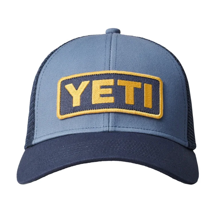 Fishing tackle mesh bag-Yeti Logo Badge Low Pro Trucker Cap - Navy/Yellow