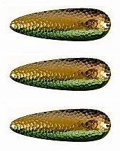 Fishing hook fine point-Three Eppinger Troll Devle Nickel Green/Gold Fishing Spoon 1 1/2oz 4 1/2" 63-279