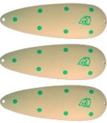 Fishing line braided combo-Three Eppinger Seadevle Glow Green Dots Fishing Spoon Lures 3 oz 5 3/4" 60-272