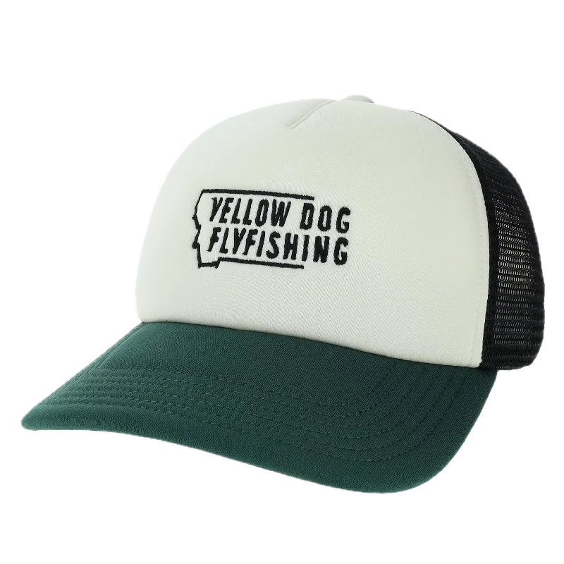 Fishing reel high reach-Yellow Dog Trucker Hat - Cream/Black/Green