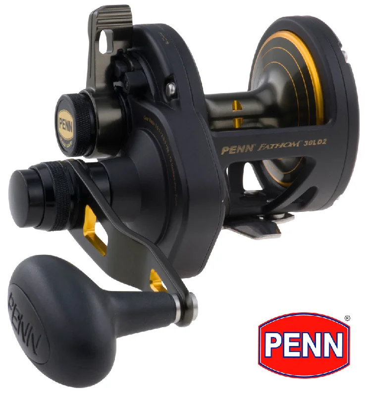 Fishing reel smooth drag-Penn Fathom 40N Lever Drag 2 Speed Multiplier Fishing Reel - FTH40NLD2 - 1292934