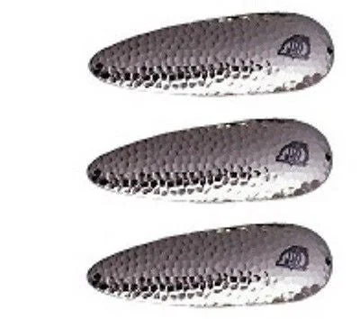 Fishing lure soft plastic-Three Eppinger Seadevle Hammered Nickel Fishing Spoon Lures 3 oz  5 3/4" 60-62