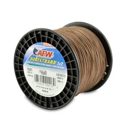 Fishing rod shore mount-American Fishing Wire Surfstrand Bare 1x7 Stainless Steel Leader Wire  Camo Brown Color  40 Pound Test  600-Feet