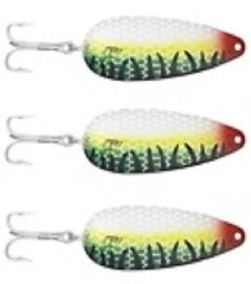 Fishing tackle rigid mount-Three Eppinger Seadevle Black Perch Fishing Spoon Lures 3 oz  5 3/4" 60-59