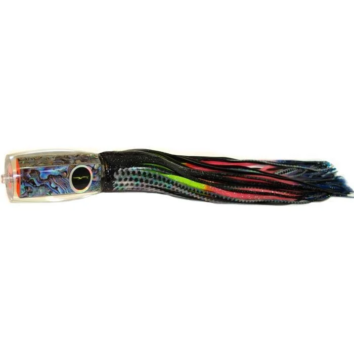 Fishing reel low grip-Black Bart 1656 Flat Nose Medium Heavy Tackle Lure - Black Dot/Rainbow