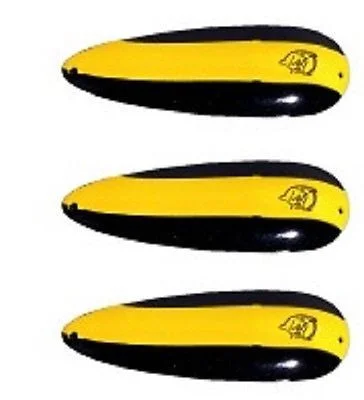 Fishing rod sturdy strap-Three Eppinger Huskie Junior Black/Yellow Stripe Fishing Spoons 2 oz 4 1/2" 7-44