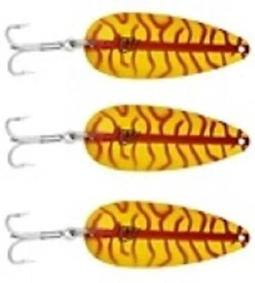 Fishing tackle multi-section-Three Eppinger Huskie Junior Yellow/Red Ladder Fishing Spoons 2 oz 4 1/2" 7-57