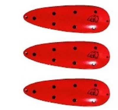 Fishing hook rust guard-Three Eppinger Seadevle Orange/Black Dots Fishing Spoon Lures 3 oz  5 3/4" 60-50