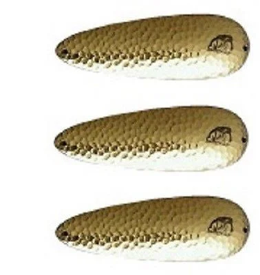 Fly fishing vest adjustable-Three Eppinger Seadevle Hammered Brass Fishing Spoon Lures 3 oz  5 3/4" 60-63