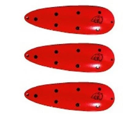 Fishing hook snag proof-Three Eppinger Huskie Junior Orange/Black Dots Fishing Spoons 2 oz 4 1/2" 7-50